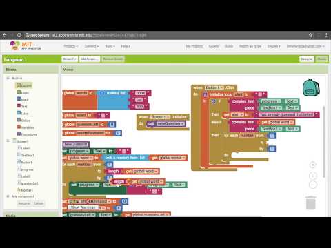 App Inventor Hangman Tutorial: Procedures and For Loops