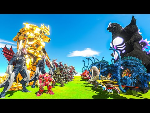 Nature vs Machine – Indigo Super Godzilla Leads the Final Battle Against Mechagodzilla (Gold Kiryu)