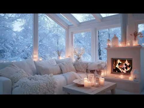 🎹❄️ Cozy Lounge Piano with Winter Fire & Snowfall | 10 Hours for Focus, Mood Boost, Calm Meditation