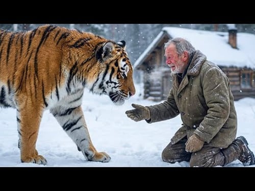 He Knelt Outside His Cabin Before a 400-Pound TIGER — What She Did Next Changed Him.