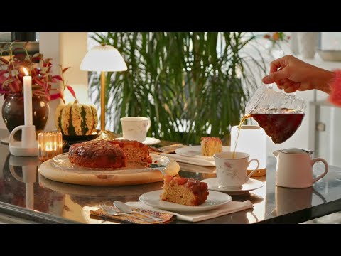 Cozy Autumn Day with My Sister 🍁Baking Apple Cake 🍂 Spinach Salmon🍂Coffee-Relax in the Forest🍂🕯️