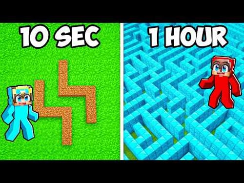 10 Seconds vs 1 Hour GIANT MAZE Build Challenge!