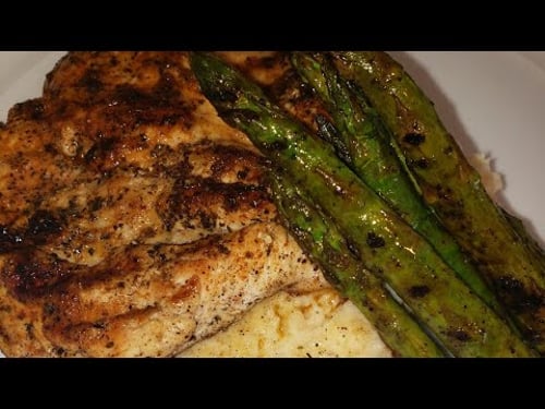 Easy and delicious meal | Grilled chicken with creamy mash potatoes and grilled asparagus