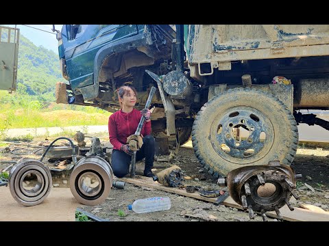 over 100km Female Mechanic Repair and restore damaged front axle of 4x4 truck