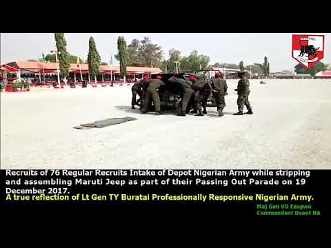 Recruits of 76RRI during Stripping and Assembling of a Maruti Jeep at their Passing Out Parade