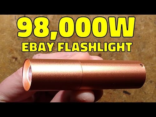 eBay 98kW LED flashlight (slightly exaggerated) with schematic