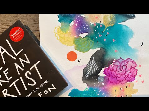 Mark making over dried watercolour