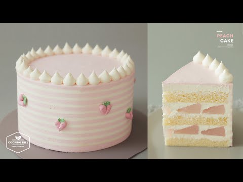 귀염뽀짝♡ 복숭아 케이크 만들기 : Peach Cake Recipe | 4K | Cooking tree