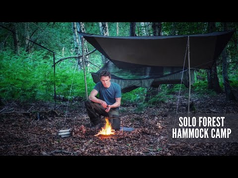 Solo Camping in the Forest with the Warbonnet Ridgerunner - Bushcraft and Campfire Cooking