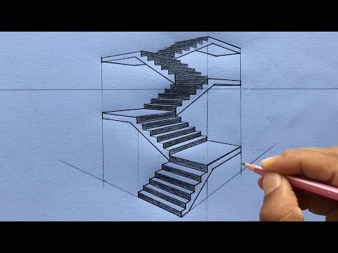 How to Draw Staircase in Two-Point Perspective Step by Steps