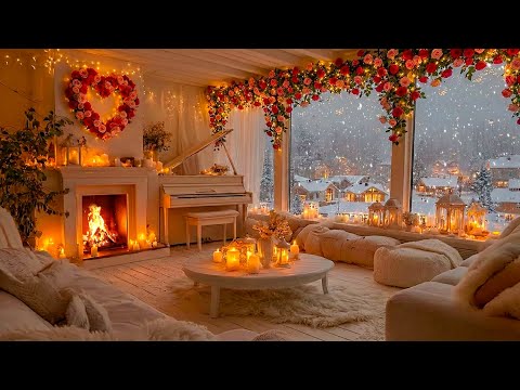 Peaceful Winter Night ❄️ Soft Piano & Fireplace Sounds 🌙 Cozy Ambience for Deep Focus & Relaxation