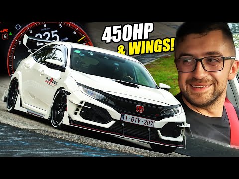 CRAZY BIKER & 450hp Honda Civic Type R FK8 // Nürburgring