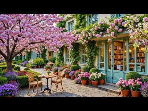 🌺Calming Morning Jazz Music at Cozy Spring Coffee Shop Corner with Forest Sounds for Positive Mood