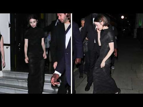 Lily Collins Stuns in Black Gaultier Dress at Perrier Party 🖤✨