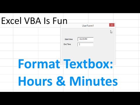 Excel VBA Format Textbox Hours and Minutes for Start Time and End Time