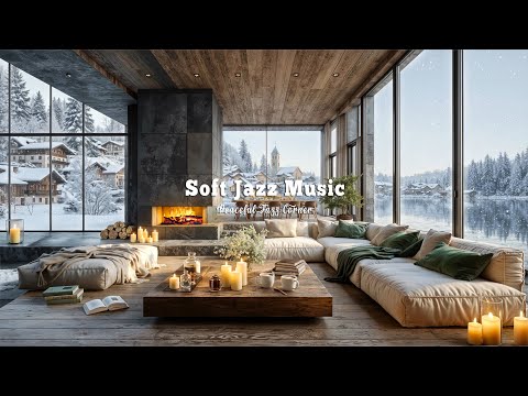 Soft Winter Jazz Music In Lakeside Living Room Ambience | Calm January Morning For Relaxing Mind