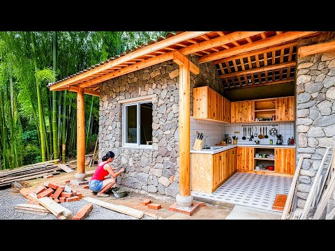 TIMELAPSE -- Complete Building My Dream Kitchen in the Forest From Start to Finish