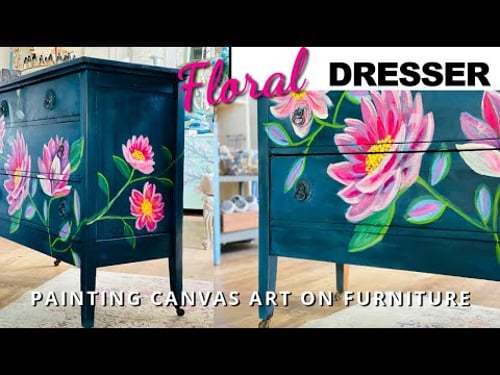 Painting big flowers over a Dresser that didn't sell