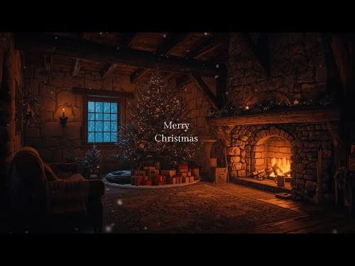 Christmas Fireplace Ambience 🎄 | Warm Cozy Cabin with Relaxing Piano Music 🎹 | Relax