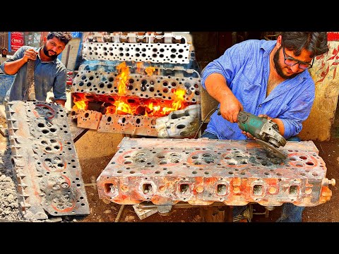 Heavy Duty Bus Head Cracked || Have You Seen a Repair Like This Before |Complete Repairing Procedure