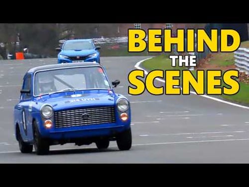 1961 Austin A40 Farina race car - BEHIND THE SCENES at Oulton Park!