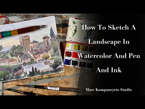How to Sketch A Landscape in Watercolor and pen And Ink