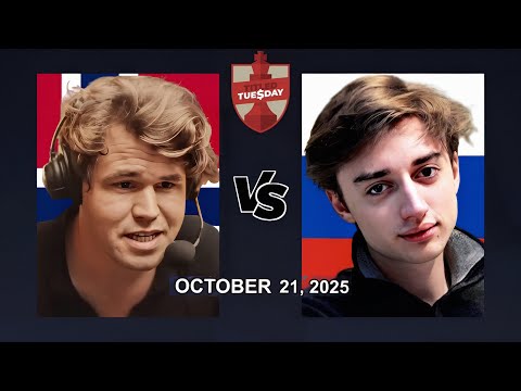 Magnus Carlsen vs Daniil Dubov | Titled Tuesday | October 21, 2025 | chesscom