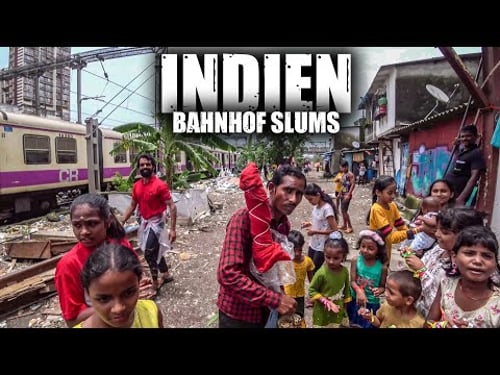 Die Bahnhof Slums am größten Ghetto Asiens (Mumbai, Indien)