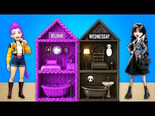 We Built an Amazing Doll House in Real Life - KPop Demon Hunters vs Wednesday