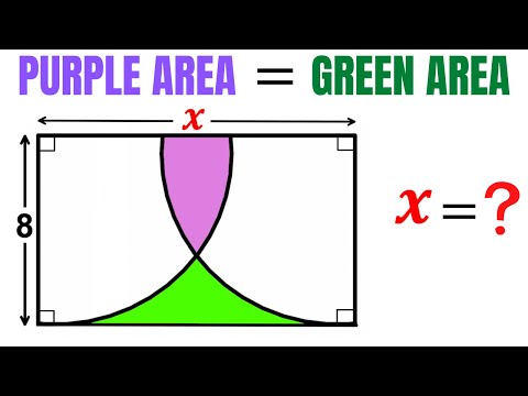 Calculate the length X of rectangle | Purple area = Green area | Important Geometry skills explained