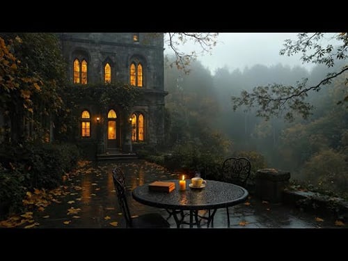 Misty Gothic Manor in the Deep Woods | Rainy Twilight & Whispering Fog | Dark Academia Playlist