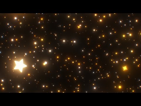 Fly Through Yellow White Glowing Mini Spinning Star Shapes Twinkling 4K Moving Wallpaper Background