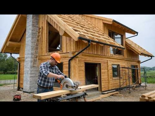 Man Builds a MODERN Timber Frame House in 2 Years | Start to Finish by @naturalloghouse