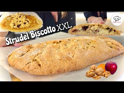 STRUDEL BISCOTTO XXL alle MELE NOCI E UVETTA friabile di Pasta Frolla