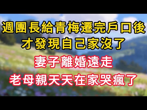 週團長給青梅遷完戶口後,才發現自己家沒了,妻子離婚遠走,老母親天天在家哭瘋了! #情感故事 #為人處世 #生活经验