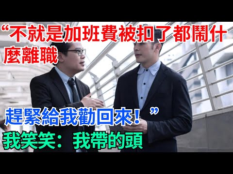“不就是加班費被扣了,都鬧什麼離職,趕緊給我勸回來!”我笑笑:我帶的頭【奇趣天下】#奇聞#社會#完結爽文#職場#職場文化#生活見聞#好奇零零漆#談笑娛生#叉雞