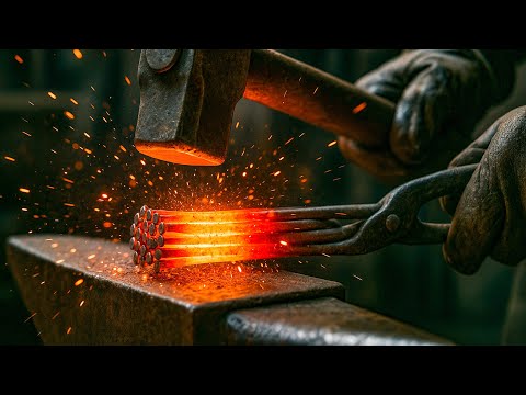 🔥From Rusty Nails to a Shiny Damascus Blade. Forged in Fire.