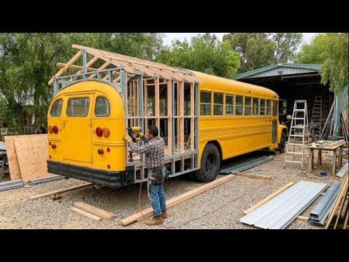 Man Turns an Old School Bus into a Unique Mobile Home | Start to finish by @ChayDenne
