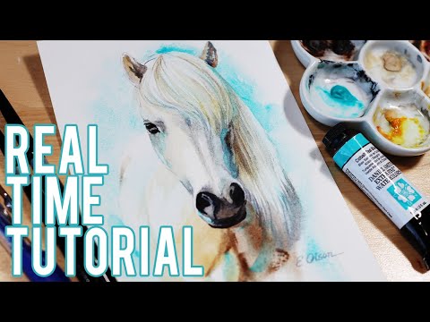 How to Draw and Paint a Watercolor White Horse Easy Tutorial