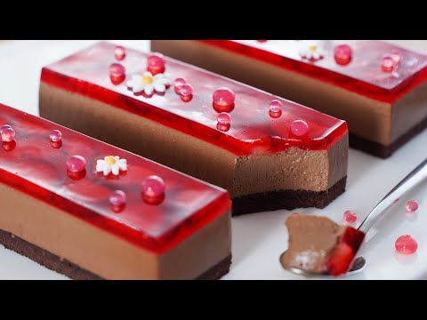Shiny Strawberry Bead Jelly / Beautiful Chocolate Strawberry Jelly Cake / Caviar Jelly