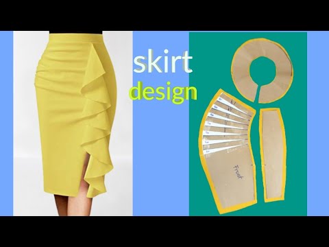 Thiết kế Váy bút chì có bèo đổ sóng đẹp tuyệt |skirt design |Lena Sewing |