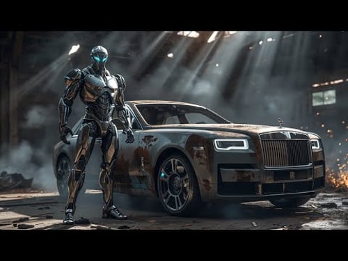 ASMR Car Restoration! Robot Mechanic fixes burnt 2023 Rolls Royce Phantom