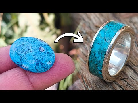 How to Make a Turquoise Inlay Silver Ring --Silver ring- Handmade Jewellery