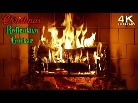 π₯ Reflective Acoustic Guitar Christmas Music Fireplace π No Ads