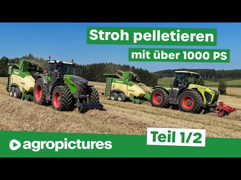 2 x Krone Premos 5000 with Fendt 1050 and Claas Xerion 5000 | Straw pelleting with Lorenz Waldinger