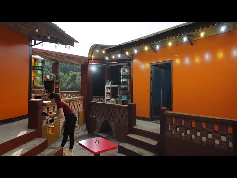 Build a dining table for the kitchen - install beautiful lighting and decorative lights.