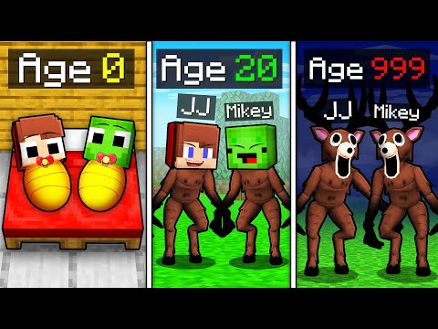 JJ and Mikey : from BIRTH to DEER in 99 Nights Forest in Minecraft ! - Maizen