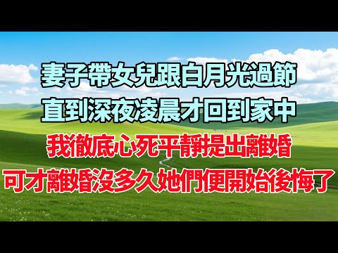妻子帶女兒跟白月光過節,直到深夜凌晨才回到家中,我徹底心死平靜提出離婚,可才離婚沒多久她們便開始後悔了!#小说推荐 #一口气看完