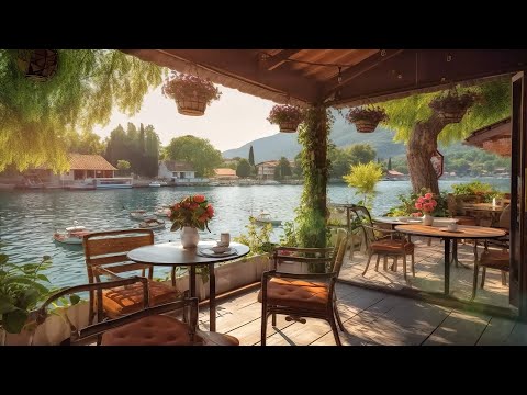 Relaxing Jazz Music for Stress Relief ☕ Positive Spring Morning Jazz in Outdoor Coffee Shop Ambience