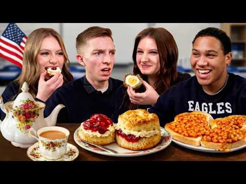 American Highschoolers try REAL British food for the first time!